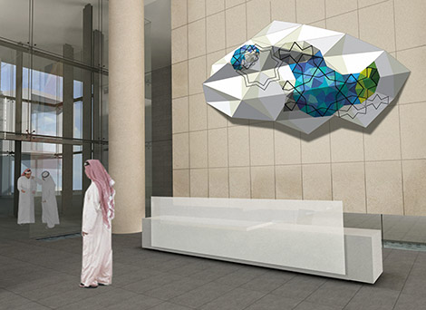 Al Bustan project concept Al Bustan project concept: the work installed in the foyer